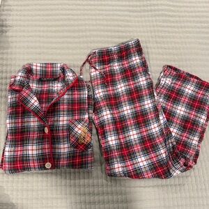 Ralph Lauren Red White & Navy Plaid Cotton Pajama Set